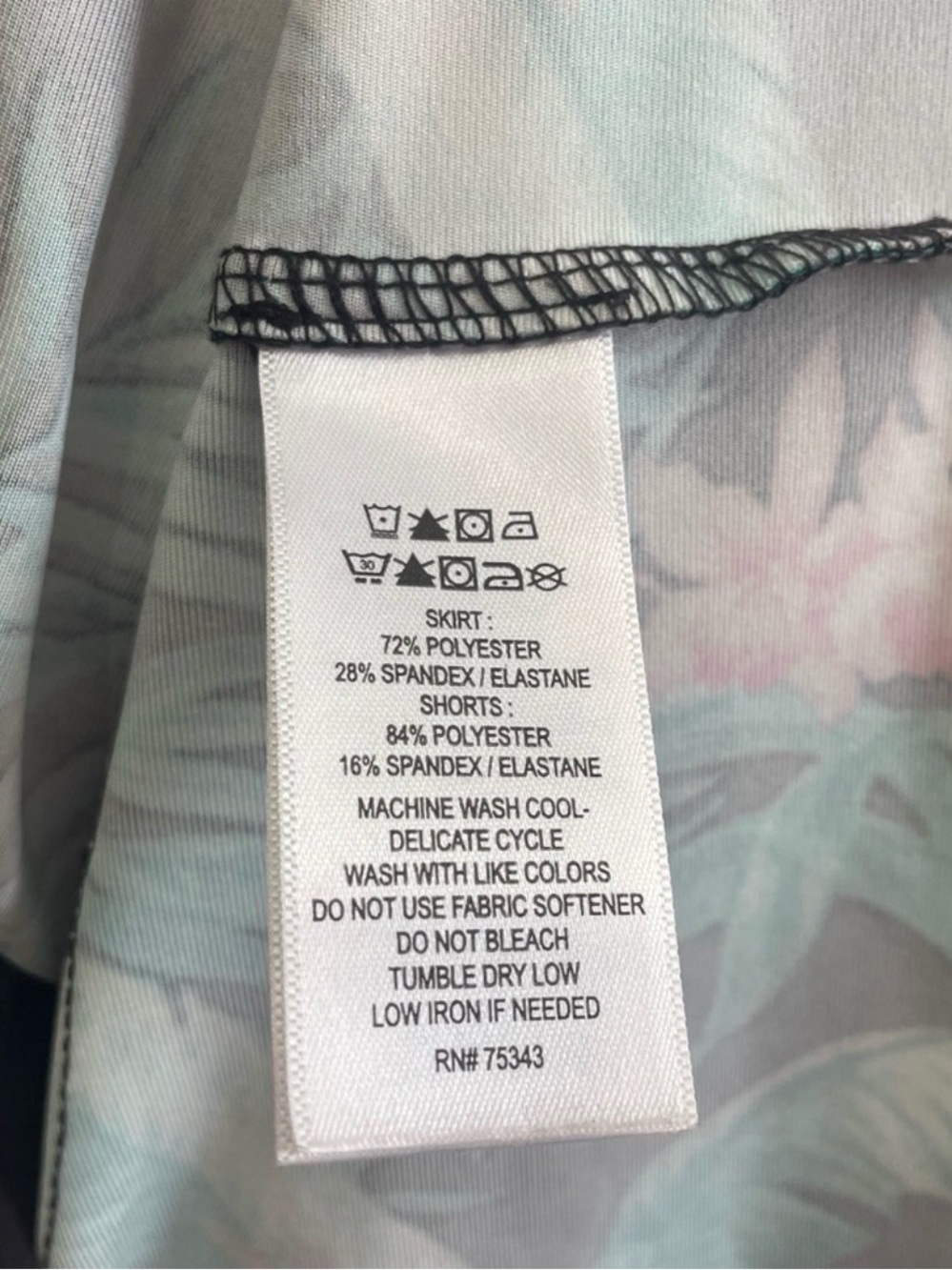 Tommy Bahama Black Tropical Floral Skort with Teal and Pink Accents - Picture 4 of 5